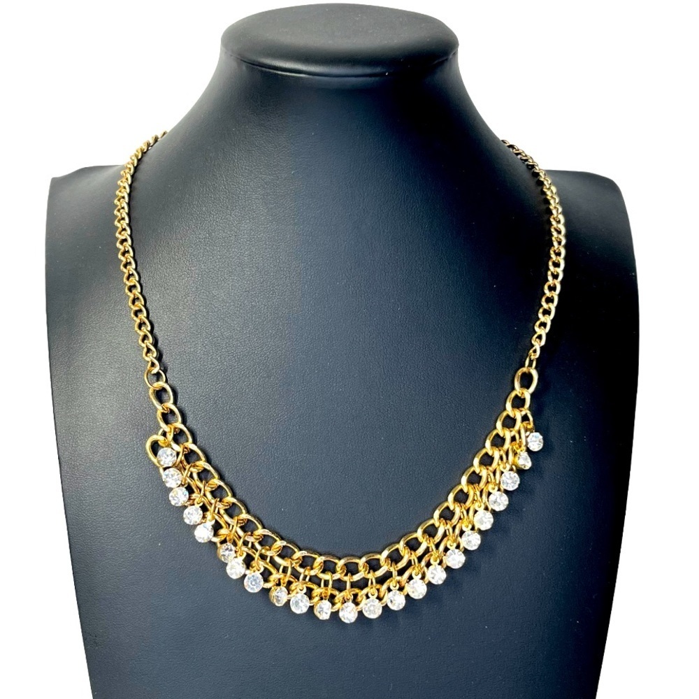 Drop Crystal Princess Necklace Gold Fashion 18-21”